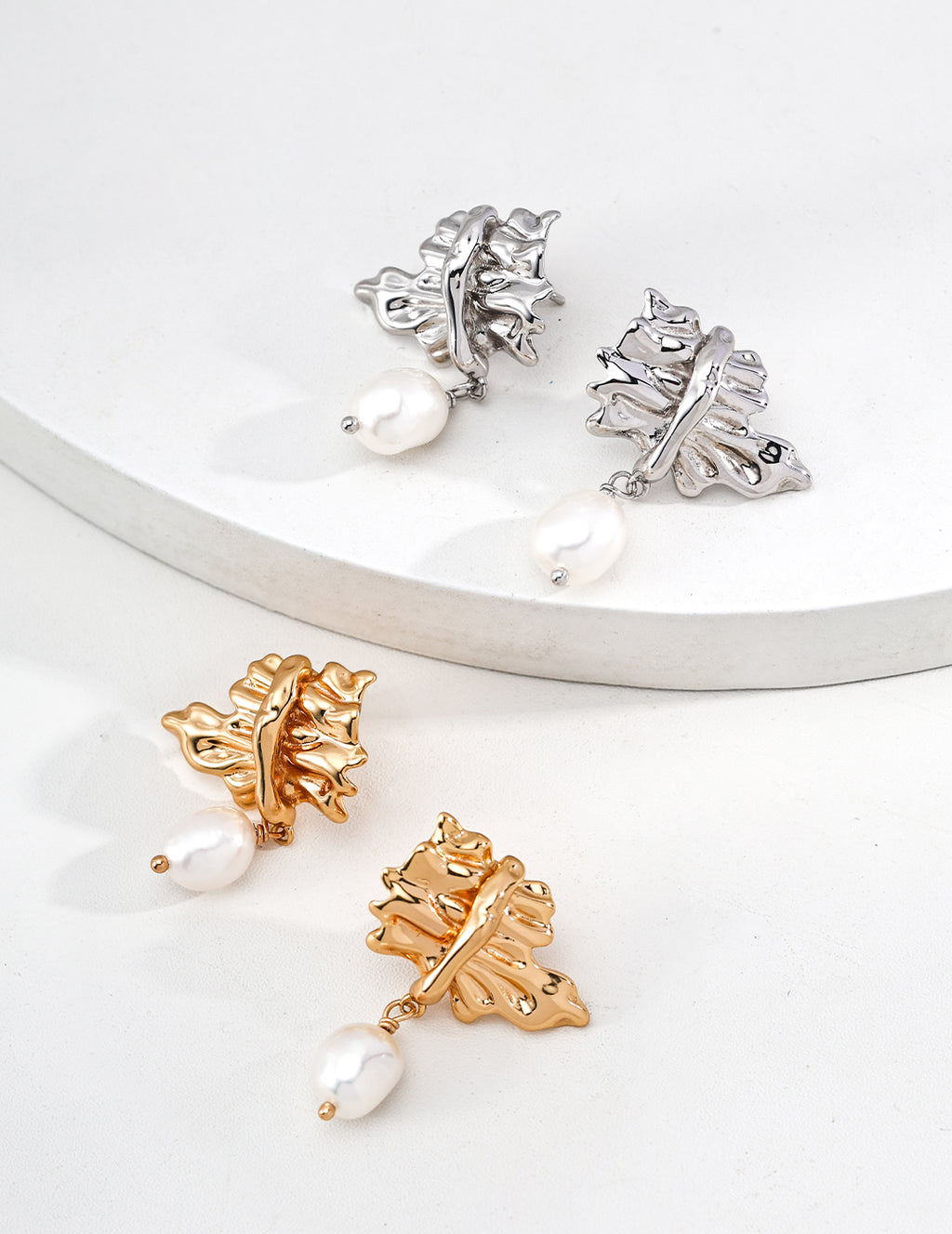 Sculpted Pearl Drop Earrings