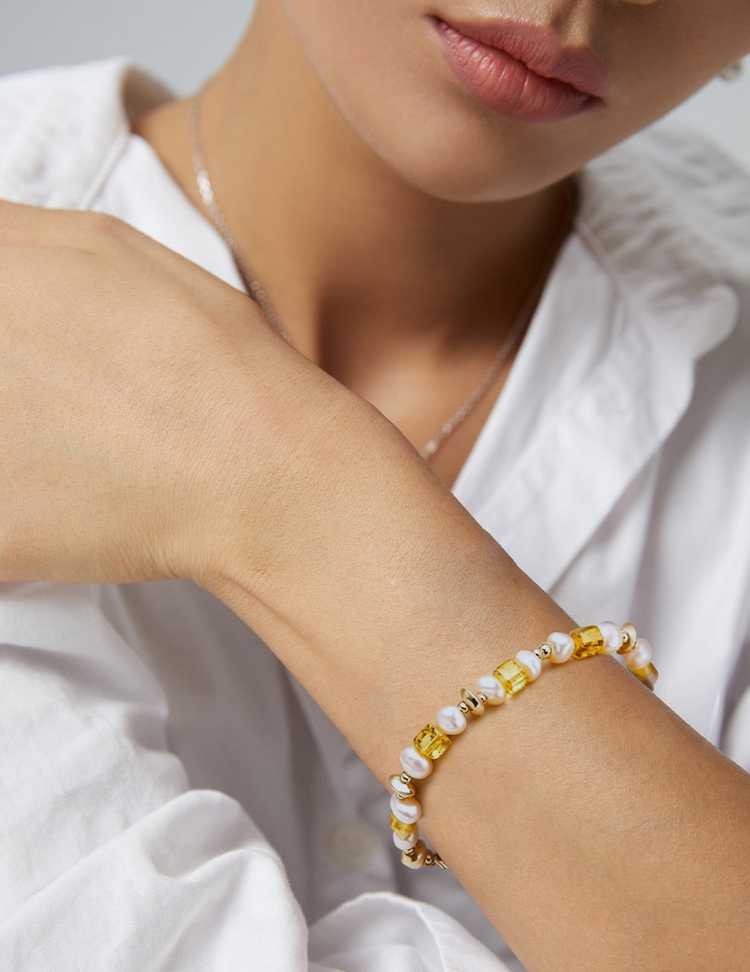 Honey Pearl Amber Bracelet