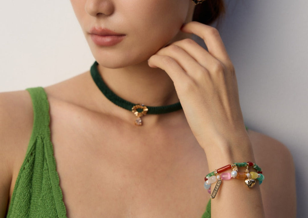 Agate Pearl Charm Bracelet