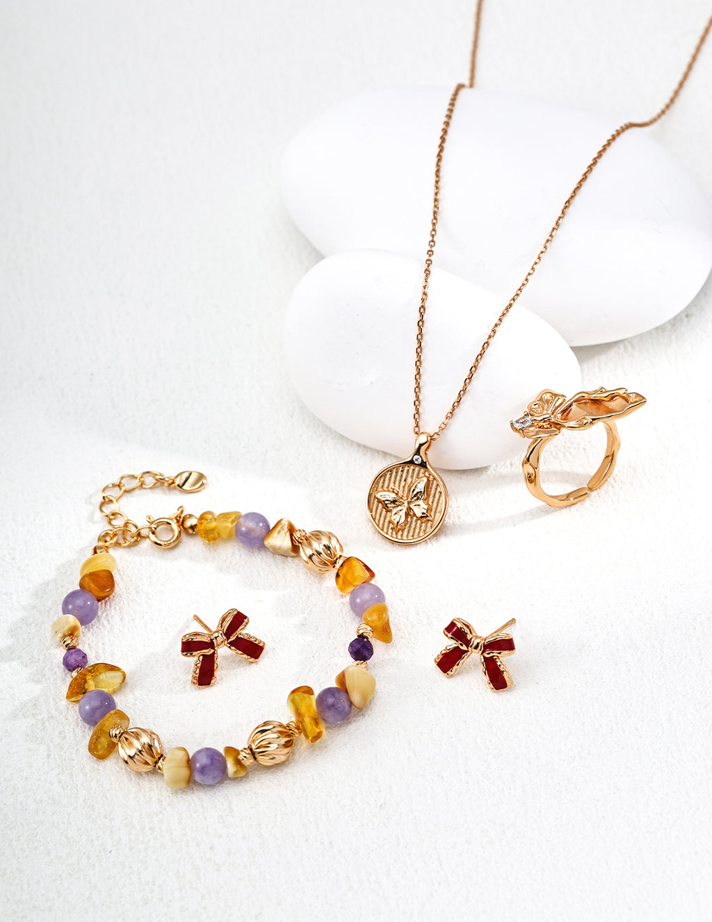 Amber & Amethyst Bracelet